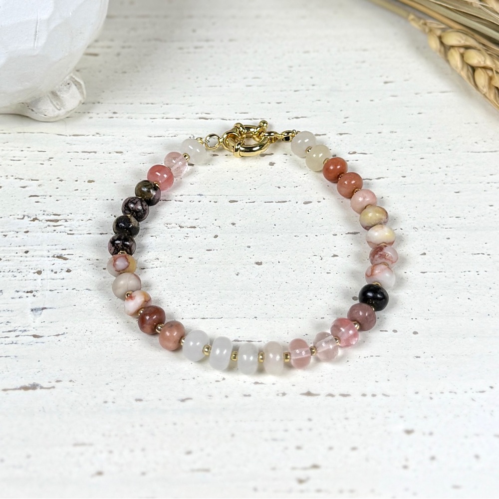 Pink Gradient Gemstone Bead Bracelet